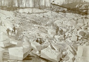 Workmen in a marble quarry in Bethel, Vermont (Smithsonian)
