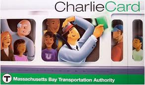 The MBTA's Charlie Card fare card, with Charlie now a white collar commuter rather than the working stiff of the immortal song