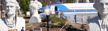 Quick, name that giant U.S. President! Note also replica of Air Force One.