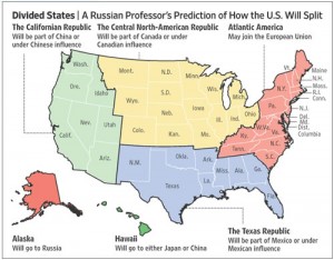 Igor Panarin, a russian professor, predicts that US will dissolve into several smaller states